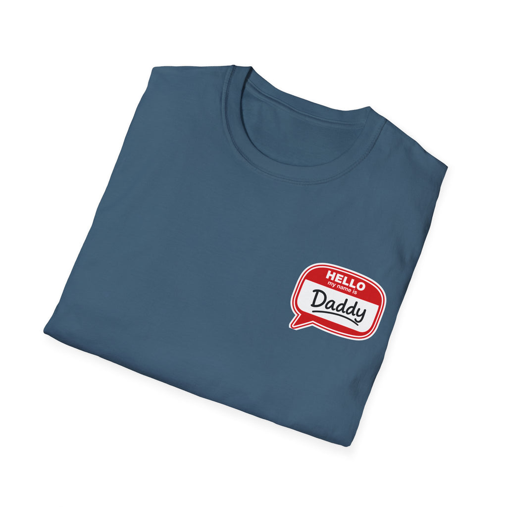Daddy Name Tag T-Shirt - 'Hello Daddy' Retro Speech Bubble Tee