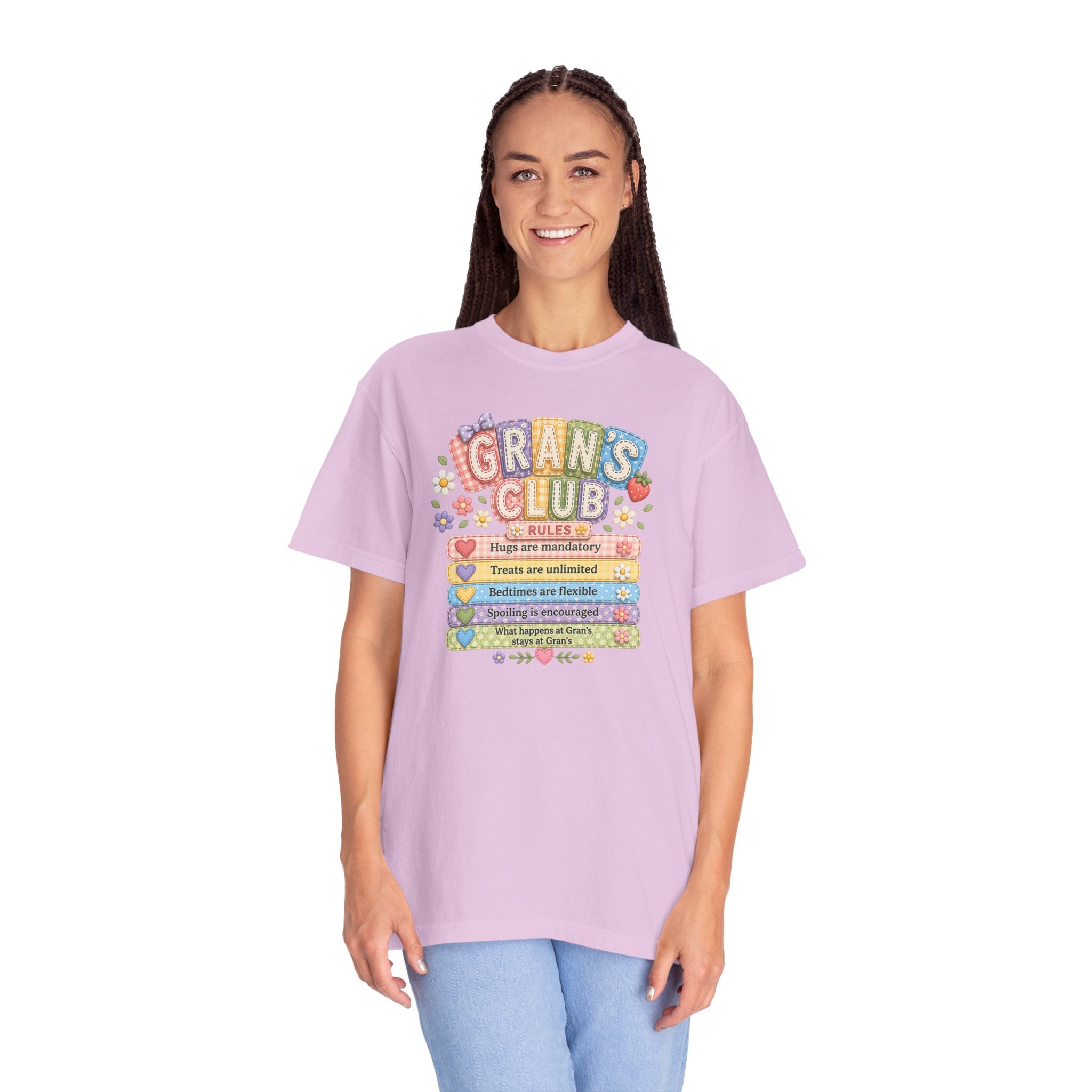 Grans Club Rules T-Shirt — Cute Floral Grandma Shirt, Funny Grandmother Gift for Mother's Day