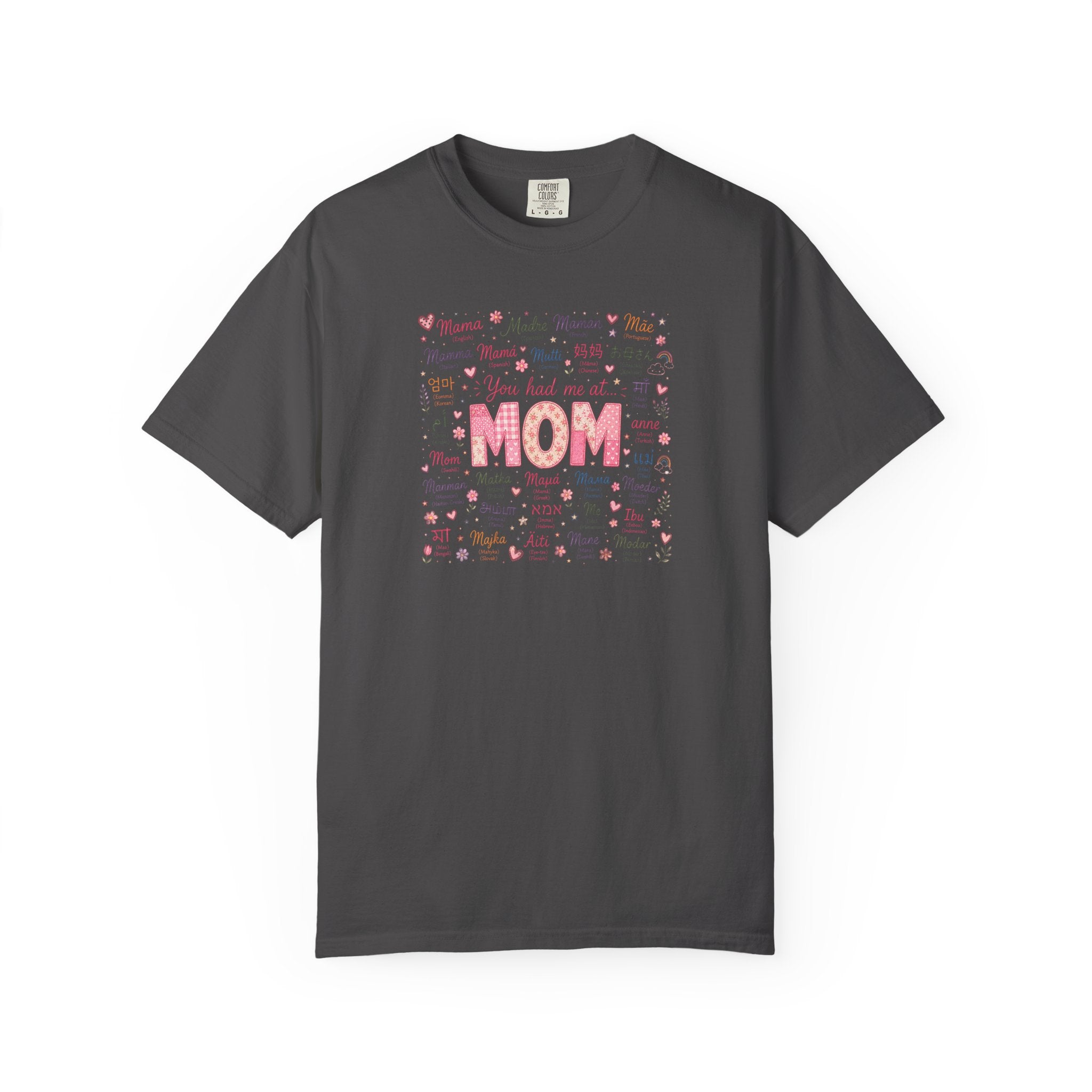 Mom Hearts Graphic T-Shirt — Cute Pink 'You had me at MOM' Mother's Day Tee