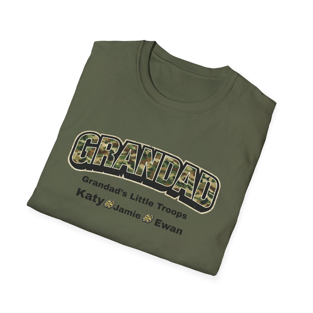 Granddad Camo T-Shirt — "Grandad's Little Troops" Personalized Kids Names