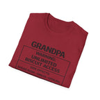 Grandpa Warning T-Shirt — "Unlimited Biscuit Access" Funny Grandpa Tee