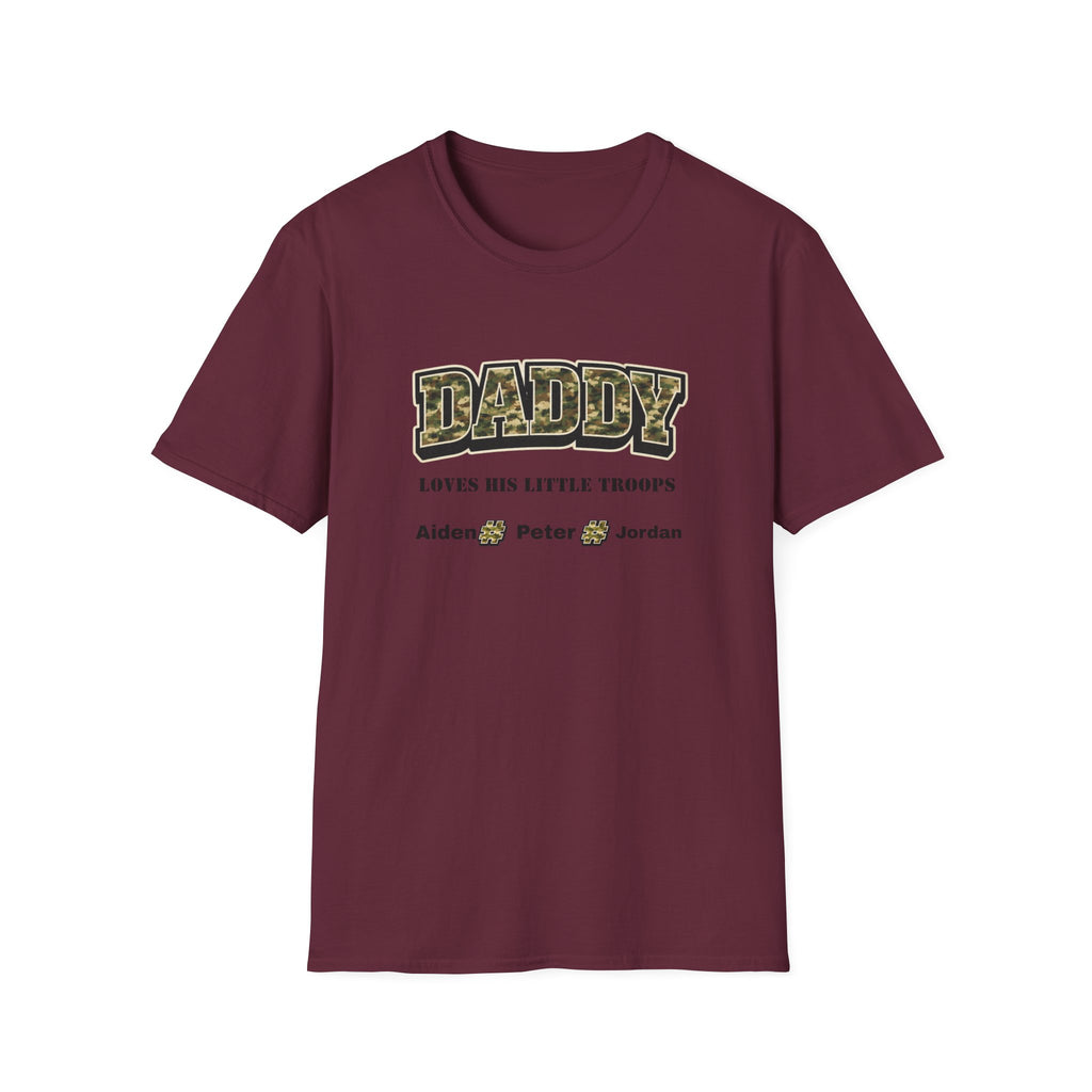 Daddy Loves His Little Troops Personalized Camo T-Shirt — Custom Name Father's Day Gift