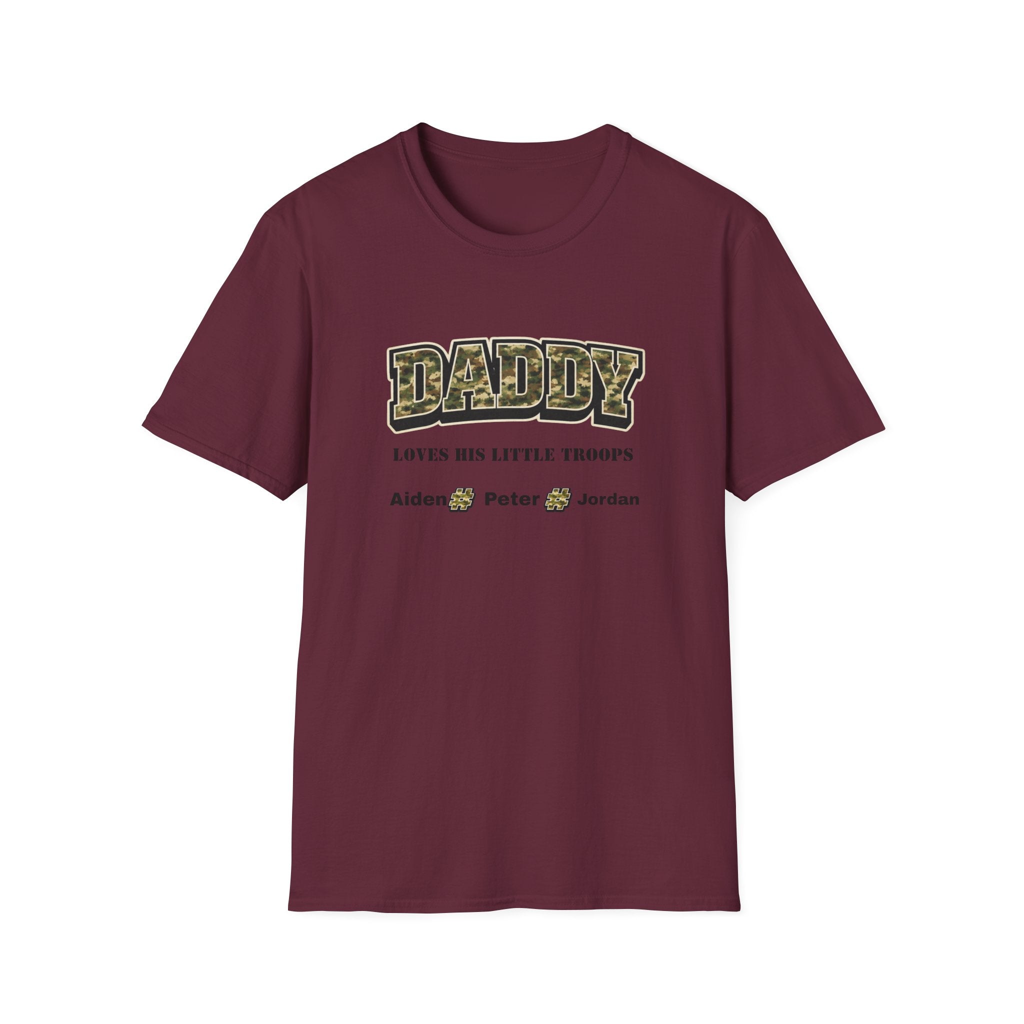 Daddy Loves His Little Troops Personalized Camo T-Shirt — Custom Name Father's Day Gift