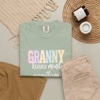 Granny Pastel Patchwork T-Shirt — Retro Rainbow 'GRANNY' Graphic Tee