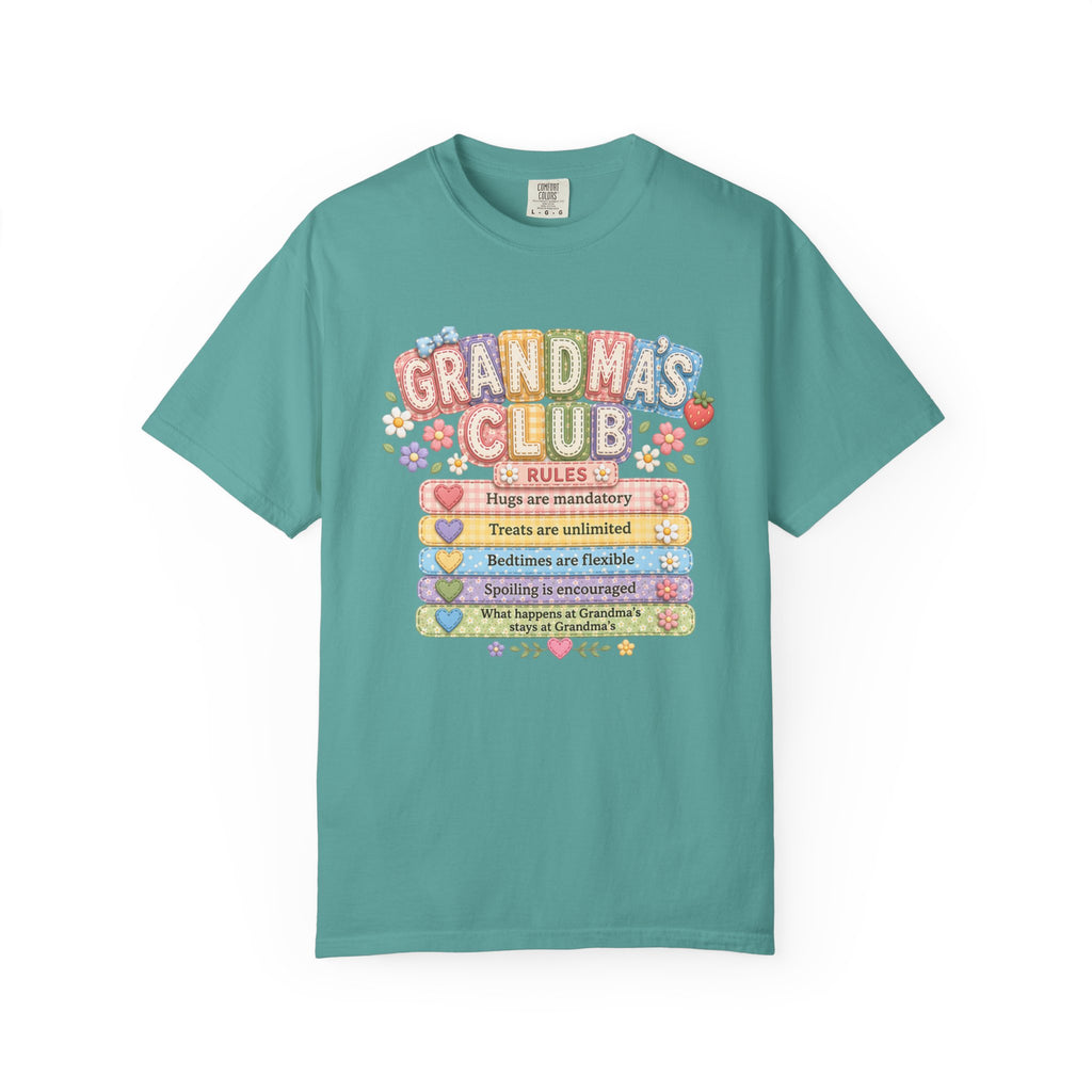 Grandma's Club T-Shirt — Cute Floral 'Grandma's Club' Rules Tee
