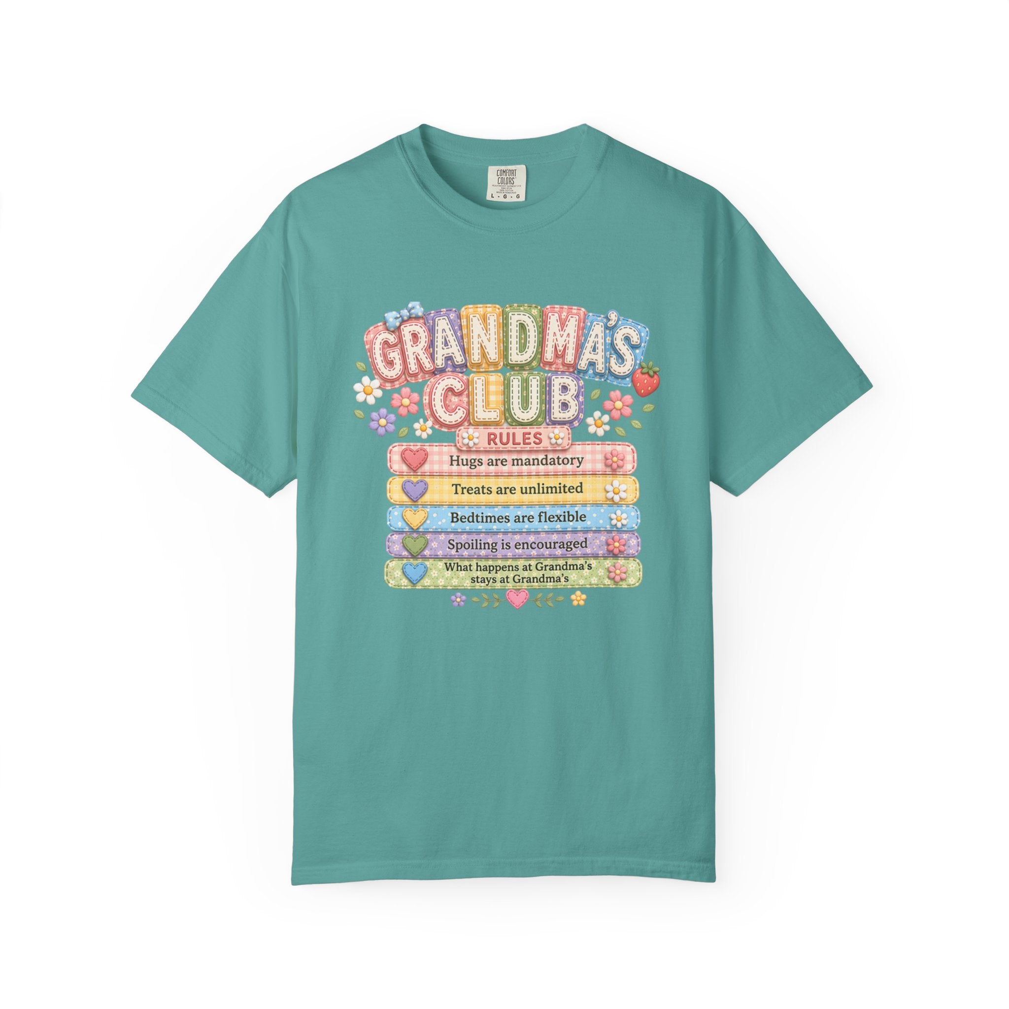 Grandma's Club T-Shirt — Cute Floral 'Grandma's Club' Rules Tee