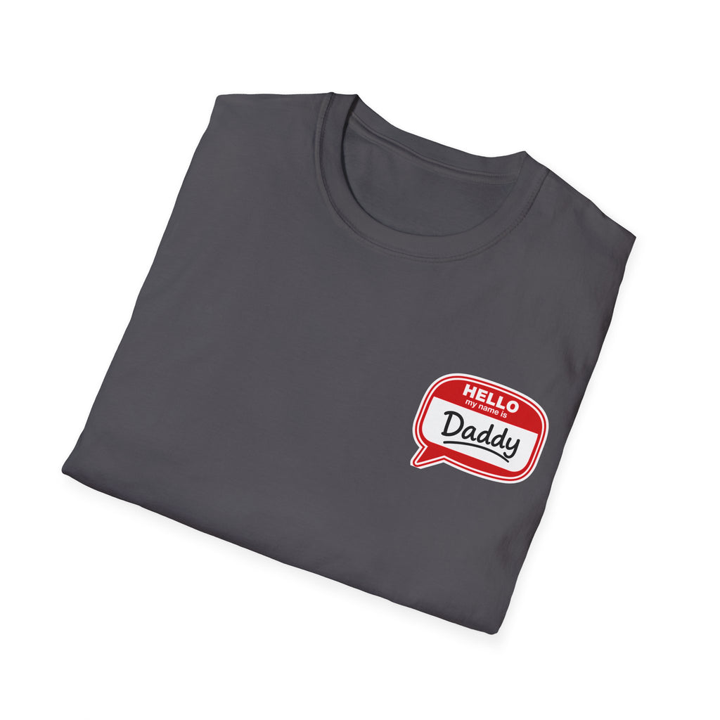 Daddy Name Tag T-Shirt - 'Hello Daddy' Retro Speech Bubble Tee