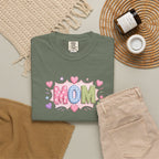 Mom Hearts T‑Shirt — Cute Pastel "MOM" Graphic Tee for Mother's Day & Everyday