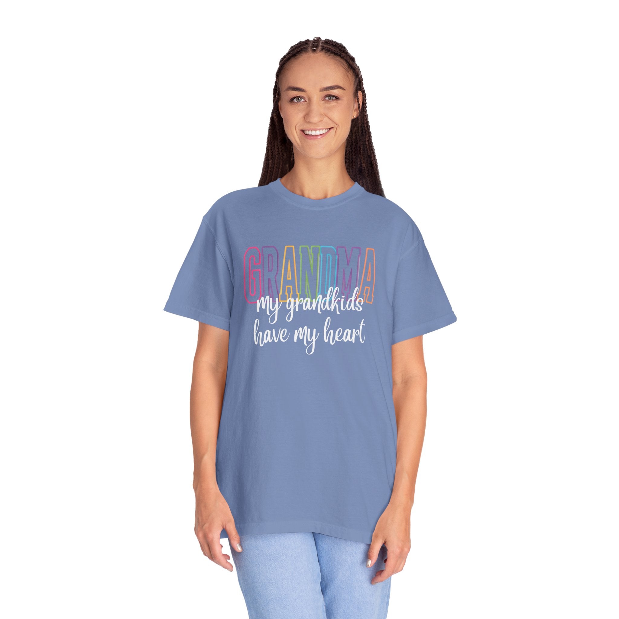 Grandma T-Shirt — "My Grandkids Have My Heart" Pastel Graphic Tee