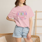 Grandma T-Shirt - "Becoming a Grandma Means My Heart Grows Bigger" - Cute Pastel New Grandma Gift