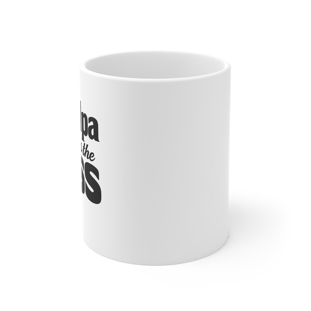 Grandpa Is The Boss Coffee Mug — 11oz White Gift for Grandfathers, Father’s Day & Birthday