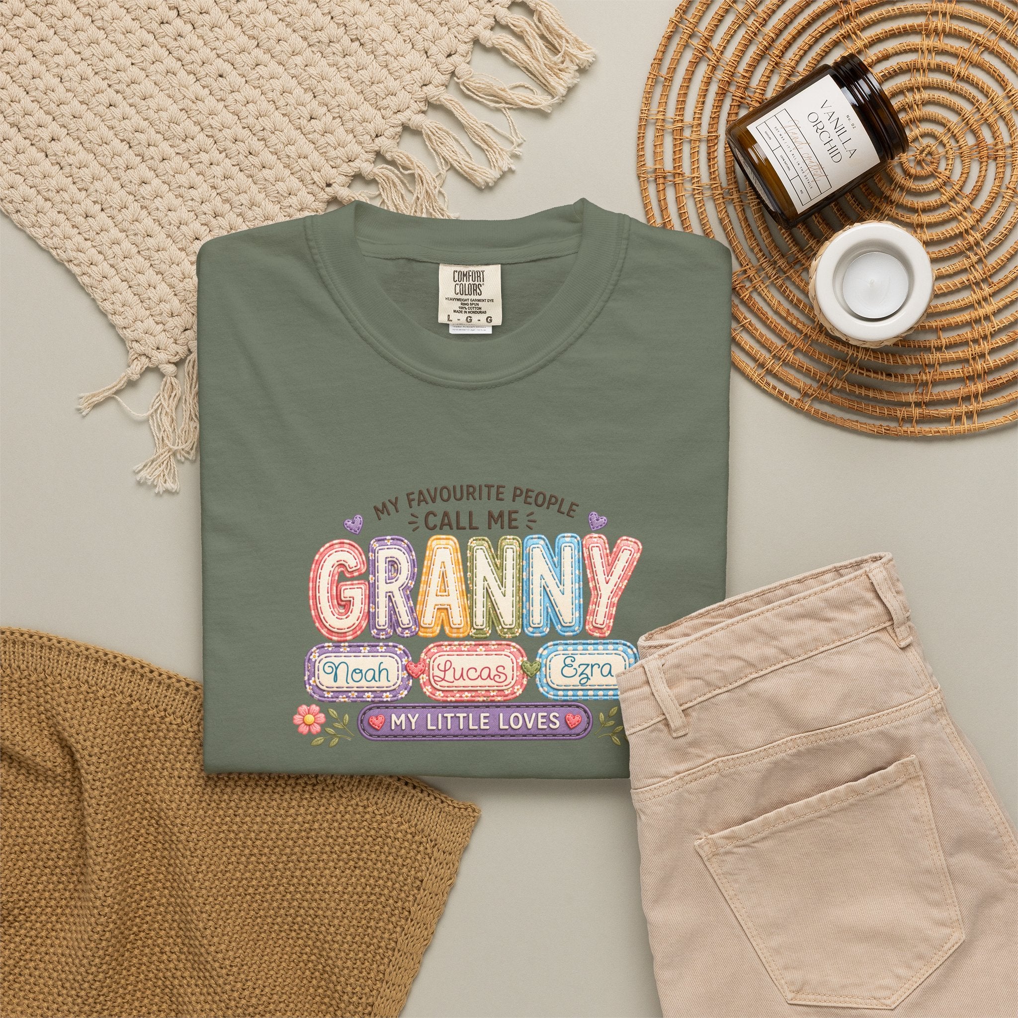 Granny Floral Retro Tee — "My Favourite People Call Me Granny"