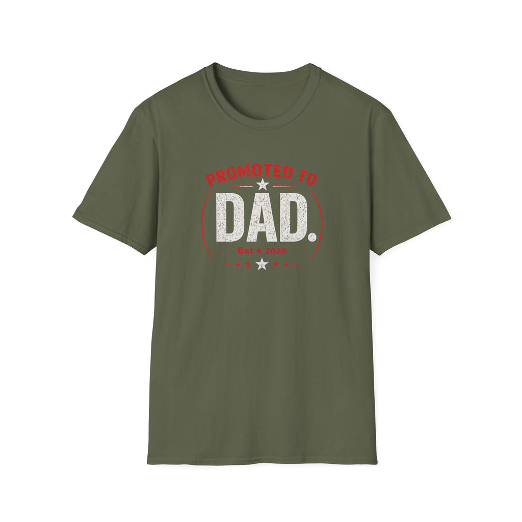 Promoted to Dad T-Shirt — New Dad Announcement Gift, Father’s Day Tee