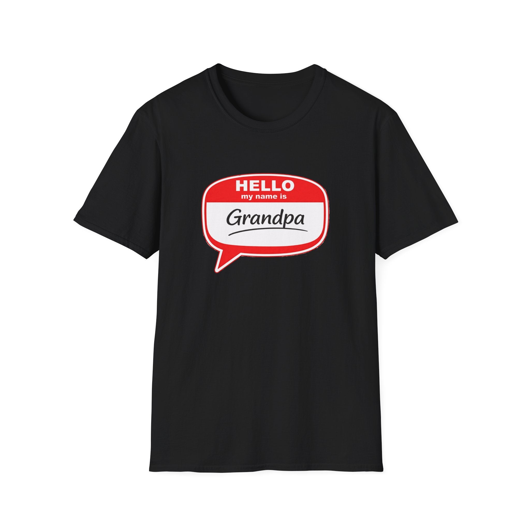 Hello My Name Is Grandpa T-Shirt — Funny Grandpa Name Tag Tee for Father’s Day & New Grandfathers