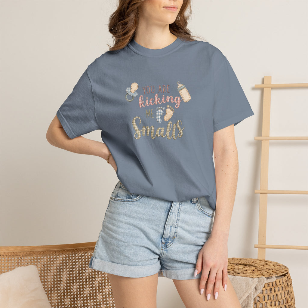 Kicking Me Smalls Baby Pregnancy Announcement T-Shirt