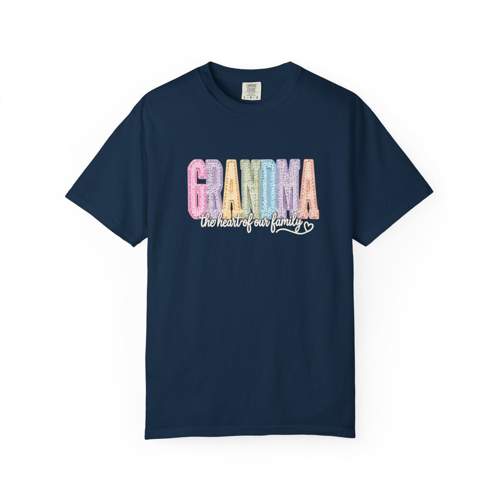 Grandma Floral Graphic T-Shirt — "Grandma, the heart of our family" Gift Tee