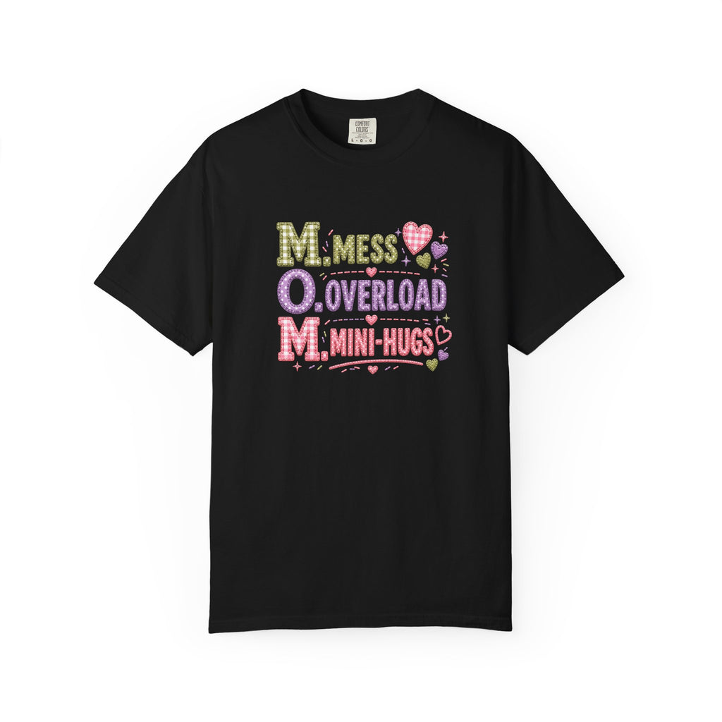 Mom Acronym Graphic T-Shirt — “M.O.M. Mess Overload Mini-Hugs” Cute Pastel Mothers Day Tee