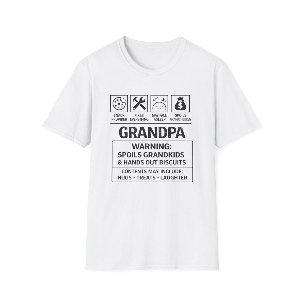 Grandpa Warning T-Shirt — "Spoils Grandkids & Hands Out Biscuits" Funny Grandpa Gift