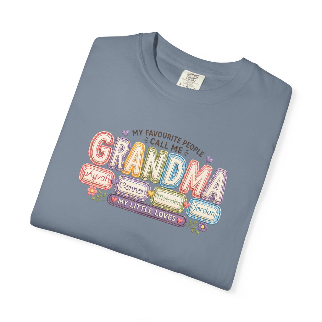 Grandma T-Shirt - My Favorite People Call Me Grandma (Cute Floral Retro Design)