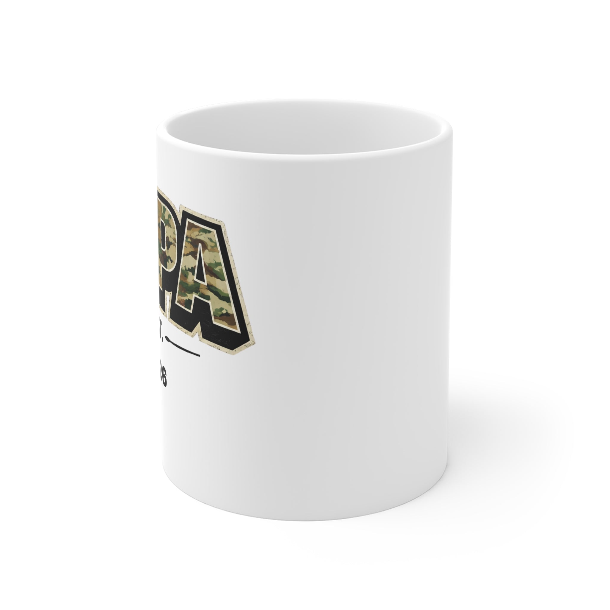 Papa Mug — Camouflage "PAPA" Established 2026 Coffee Cup