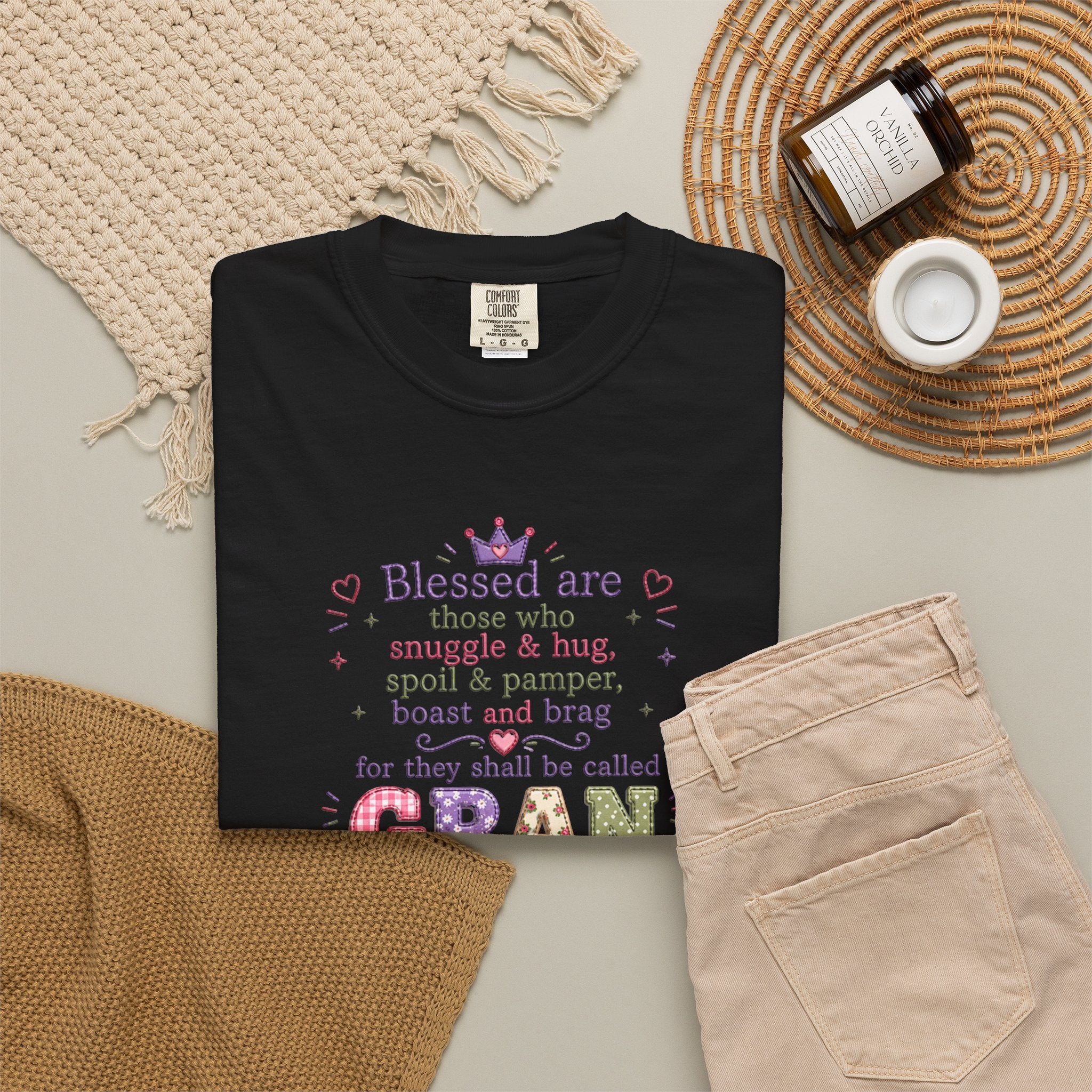 Gran Blessings T-Shirt — "Blessed are those who snuggle & hug... called GRAN"