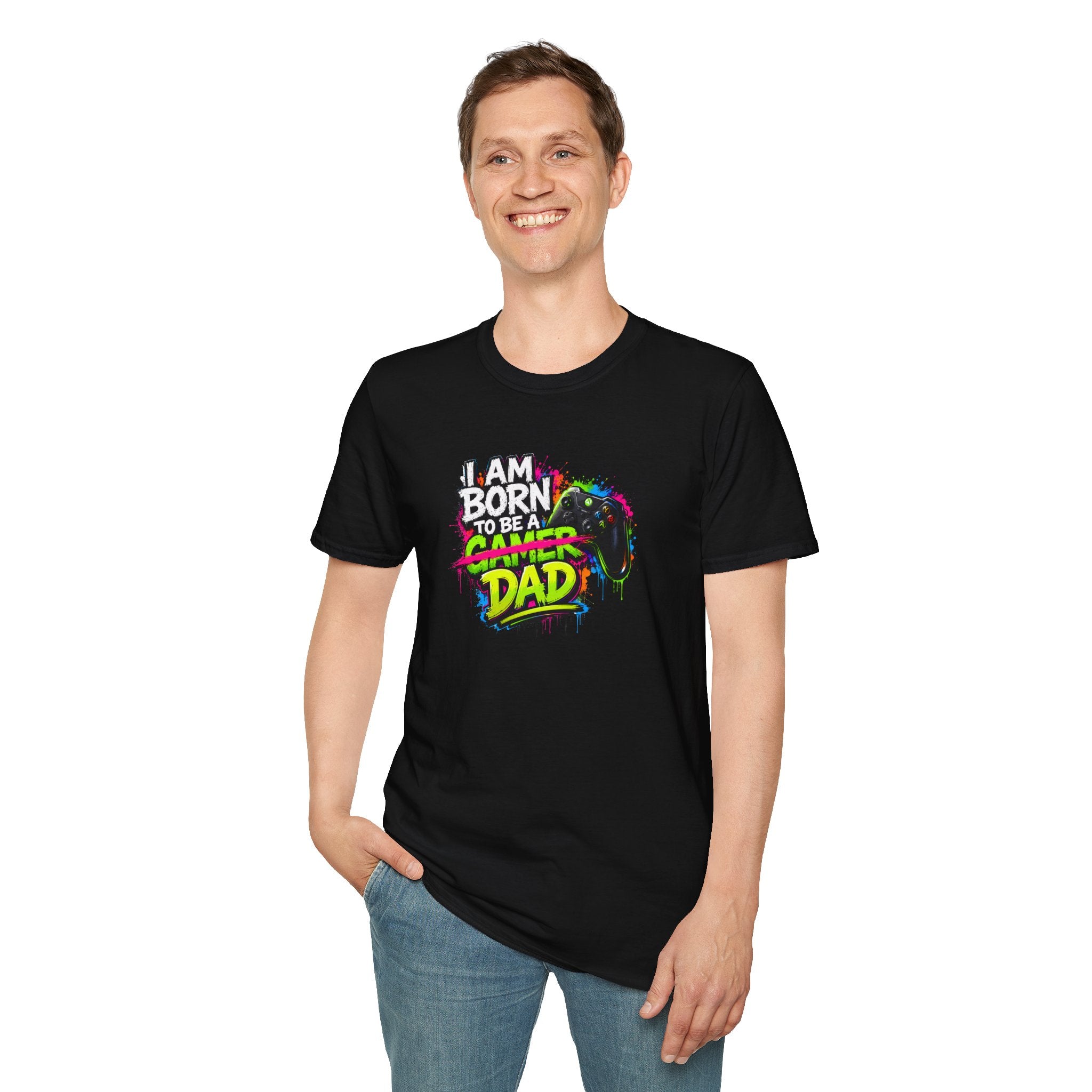 "I Am Born To Be A Gamer Dad" Neon T‑Shirt