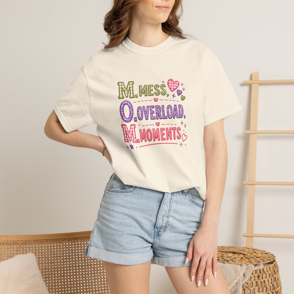 T-Shirt — 'M.O.M.: Mess, Overload, Moments' Playful Mother's Day Graphic Tee