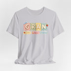 Gran Retro Patch Tee — Personalized 'Gran' Name Blocks Short Sleeve Shirt