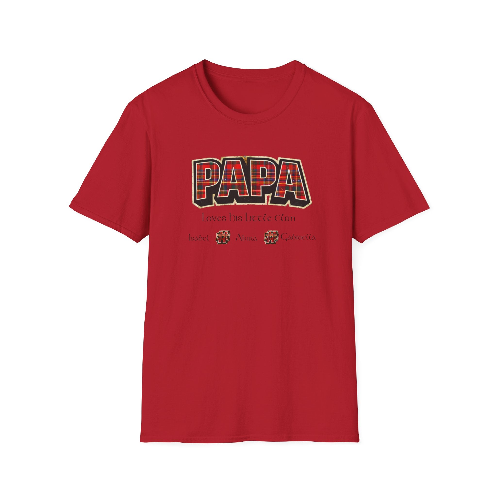 Papa Plaid T-Shirt – "Papa Loves his Little Clan" Grandfather Gift for Father's Day