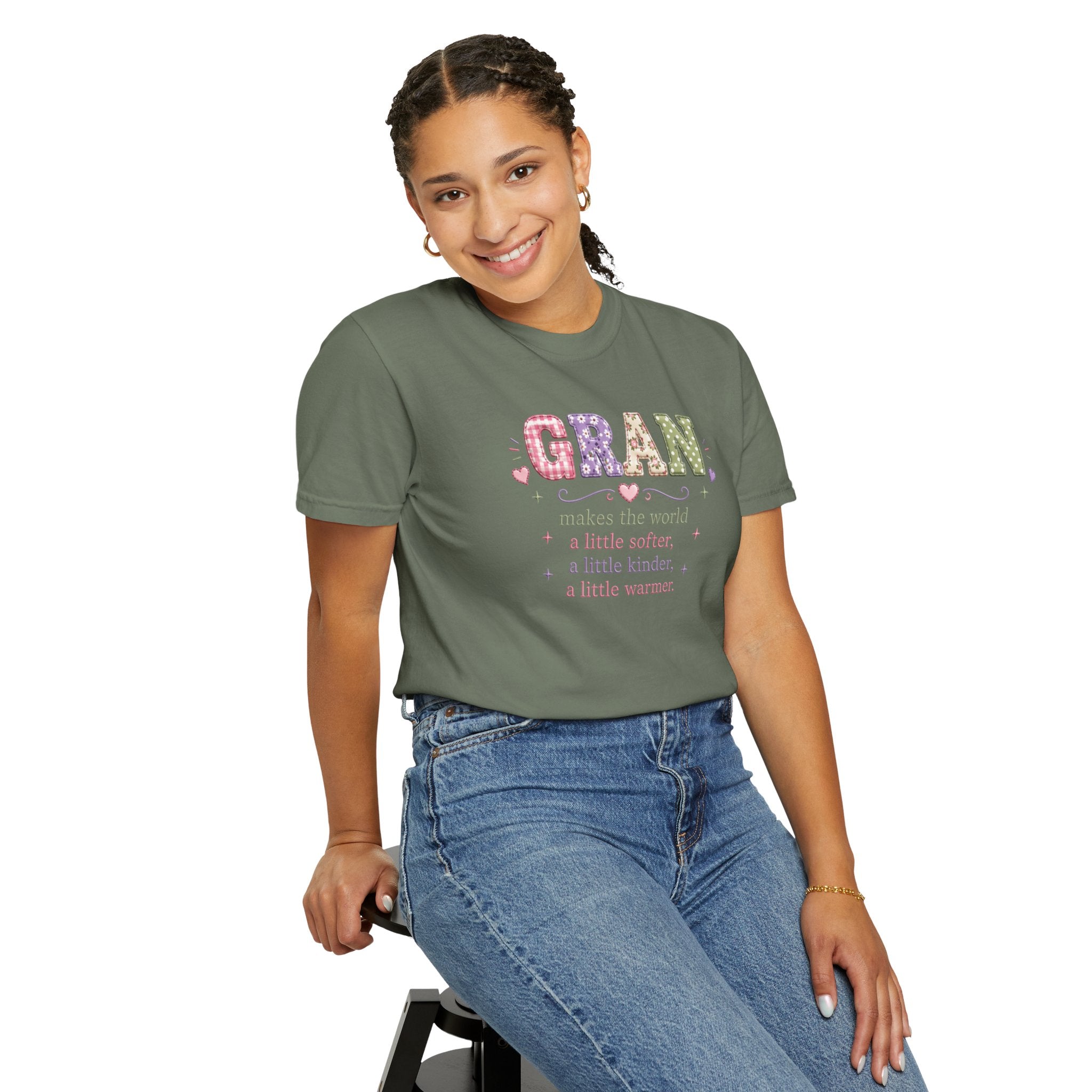 Gran Makes the World Softer T-Shirt – Gift for Grandma, Floral Vintage Lettering