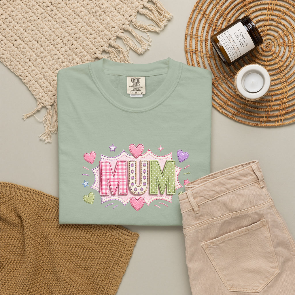 MUM Heart Patch Graphic T-Shirt — Cute Floral Mother’s Day Gift