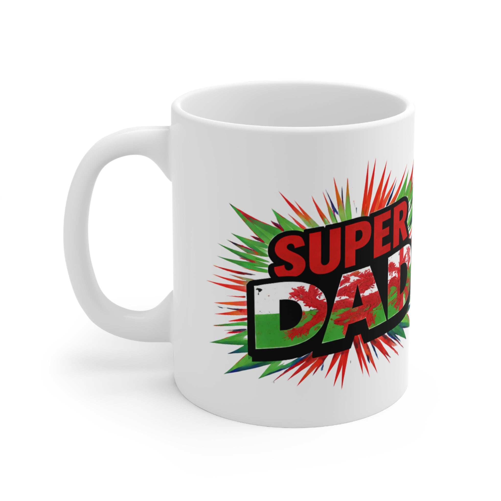 Super Dad Wales Flag themed Ceramic Coffee Mug — 11oz & 15oz Father’s Day Gift