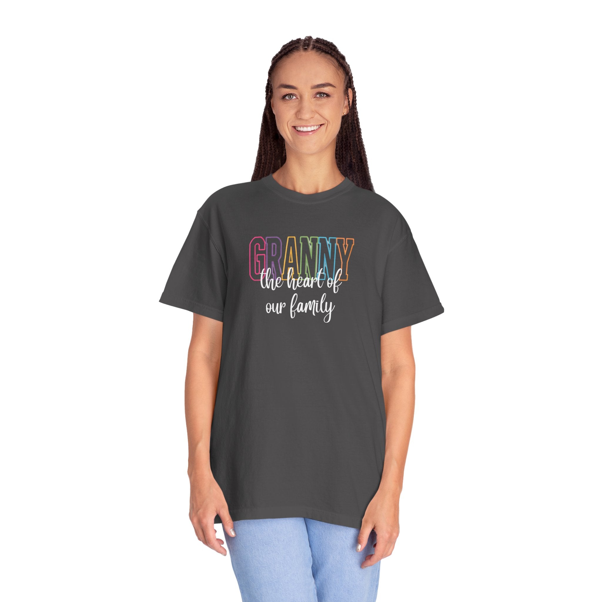 Grandma T-Shirt — "Grandma the Heart of Our Family" Pastel Comfort Tee