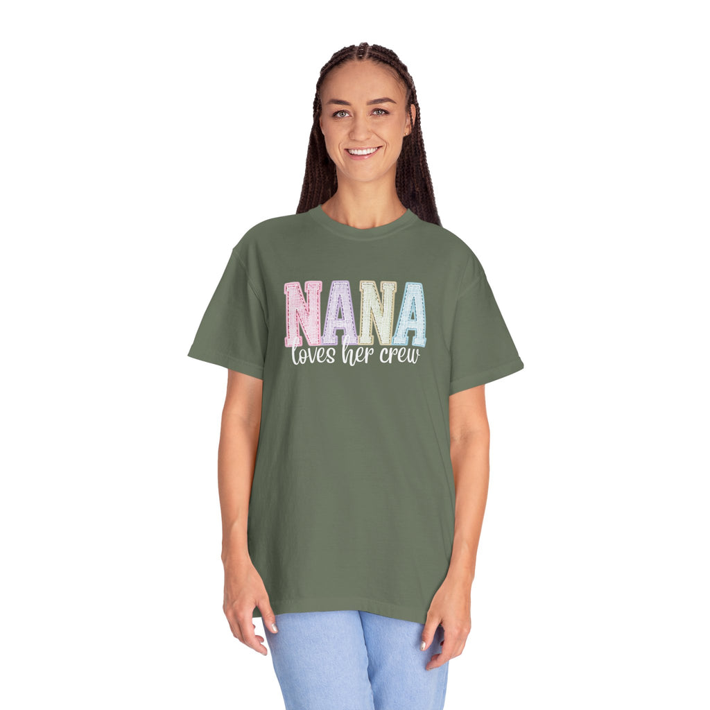 Nana Pastel Varsity T-Shirt — Soft Vintage Lettering Gift for Grandma (Mother's Day/Birthday)