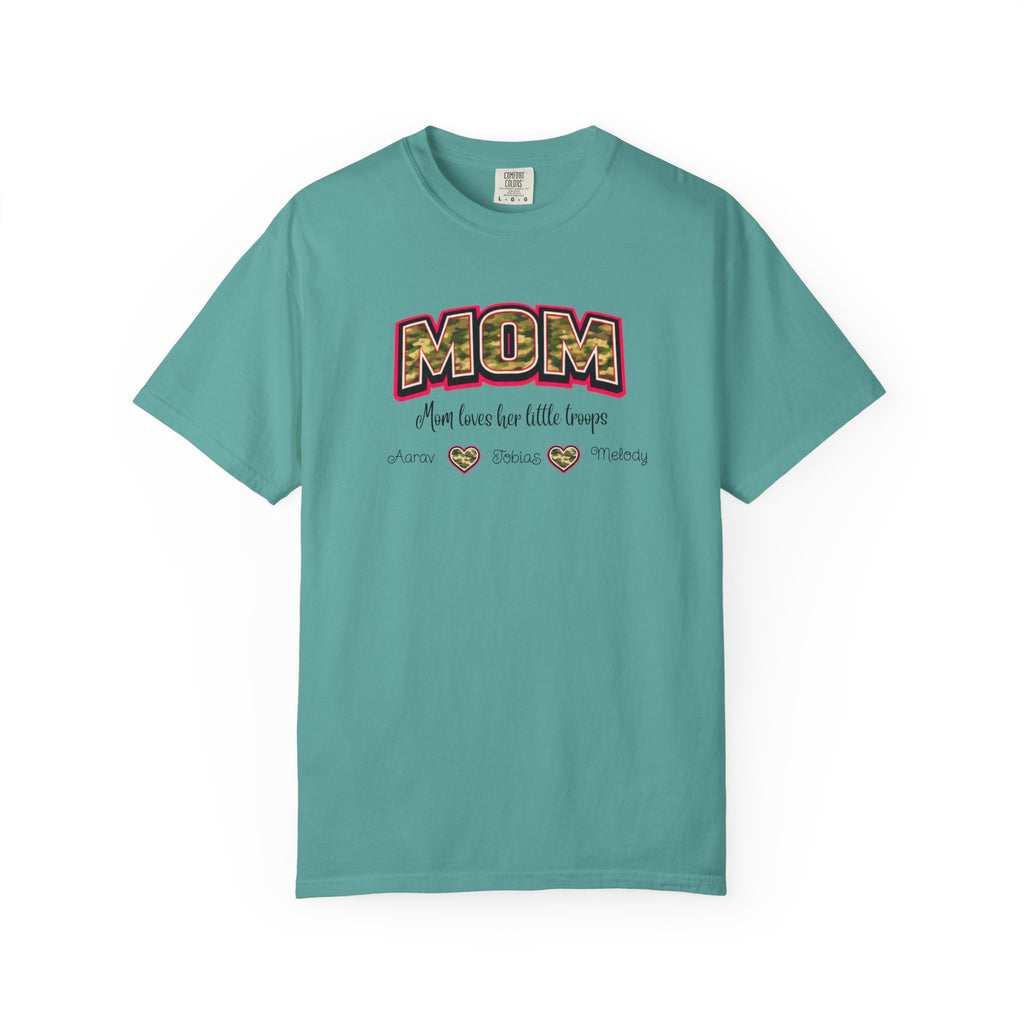 Mom Camo Graphic T-Shirt — "MOM Most Loved Her Little People" Floral Heart Tee