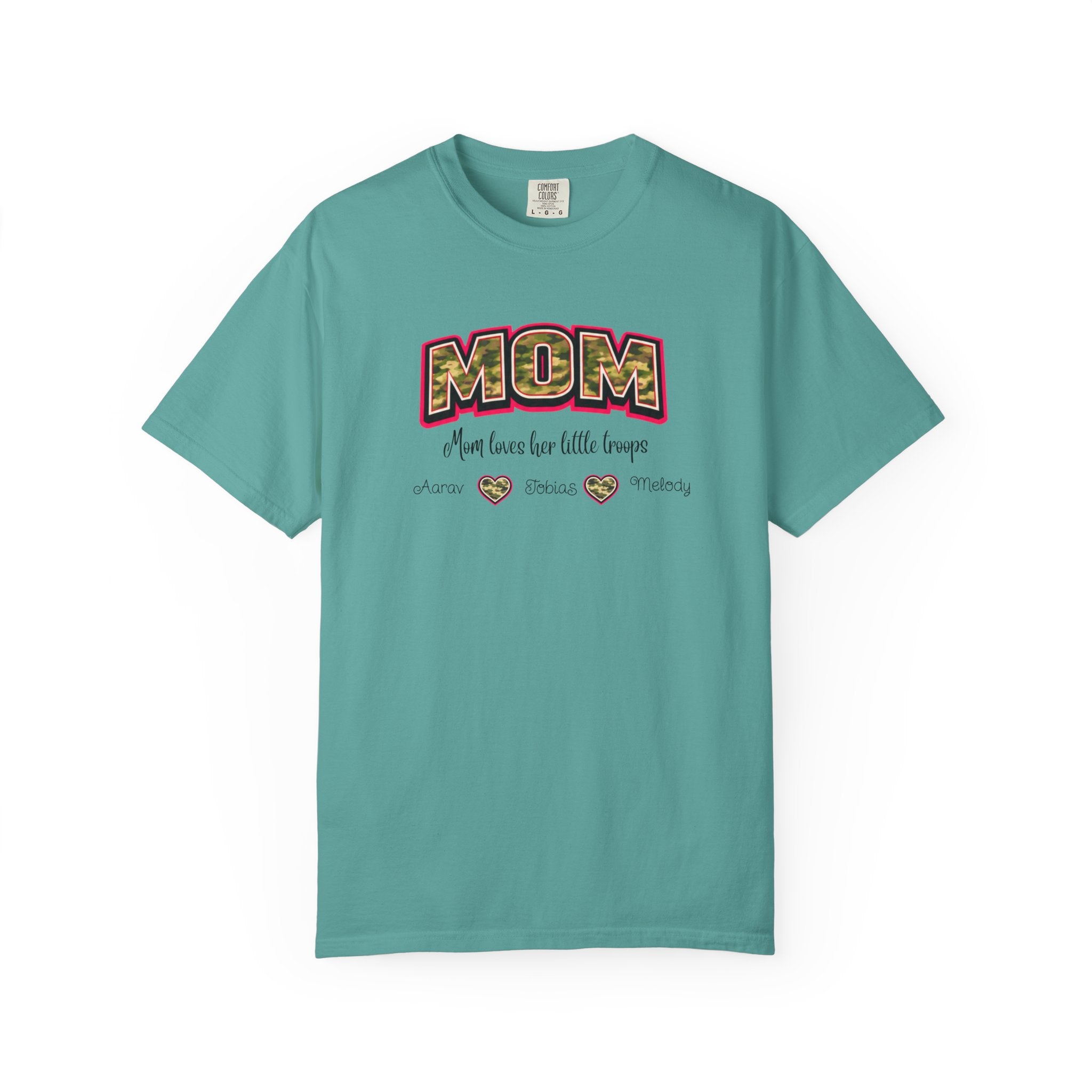 Mom Camo Graphic T-Shirt — "MOM Most Loved Her Little People" Floral Heart Tee