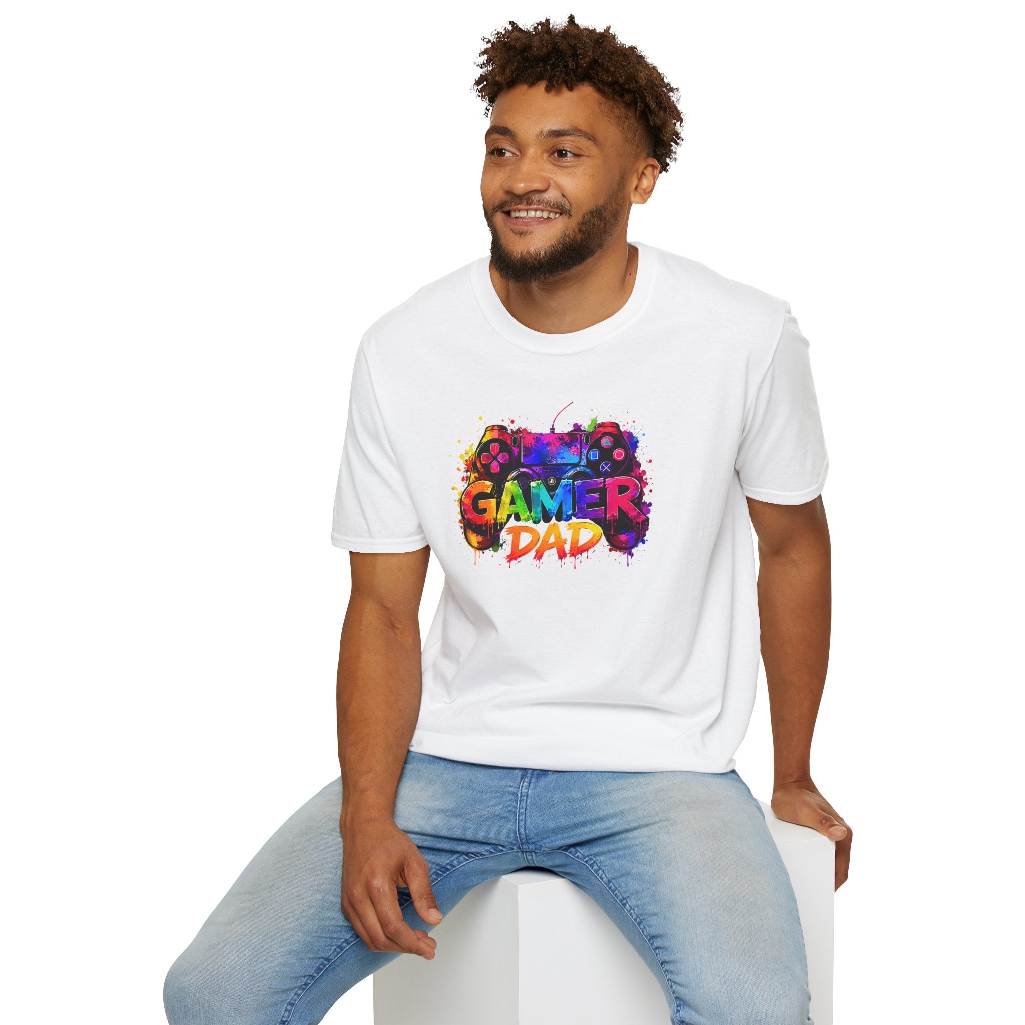Gamer Dad Colourful Controller Design T-Shirt