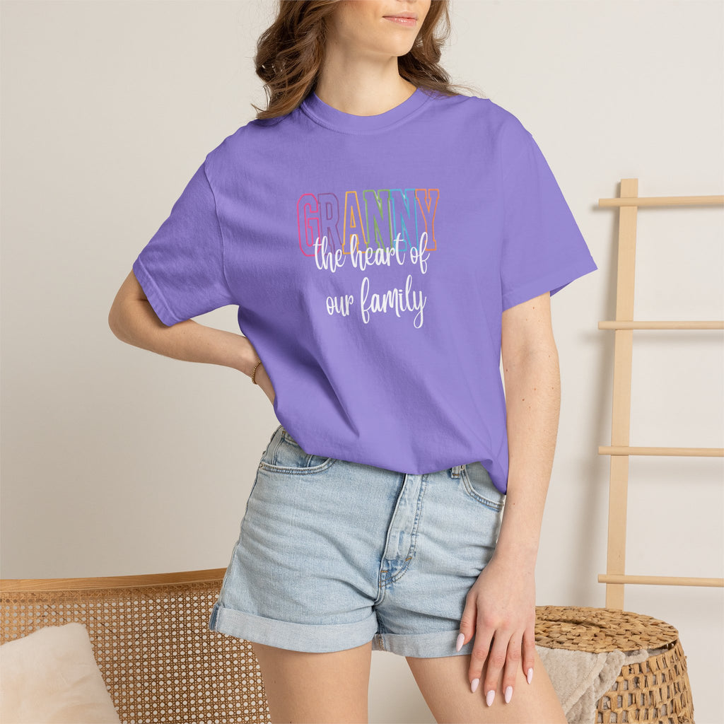 Grandma T-Shirt — "Grandma the Heart of Our Family" Pastel Comfort Tee