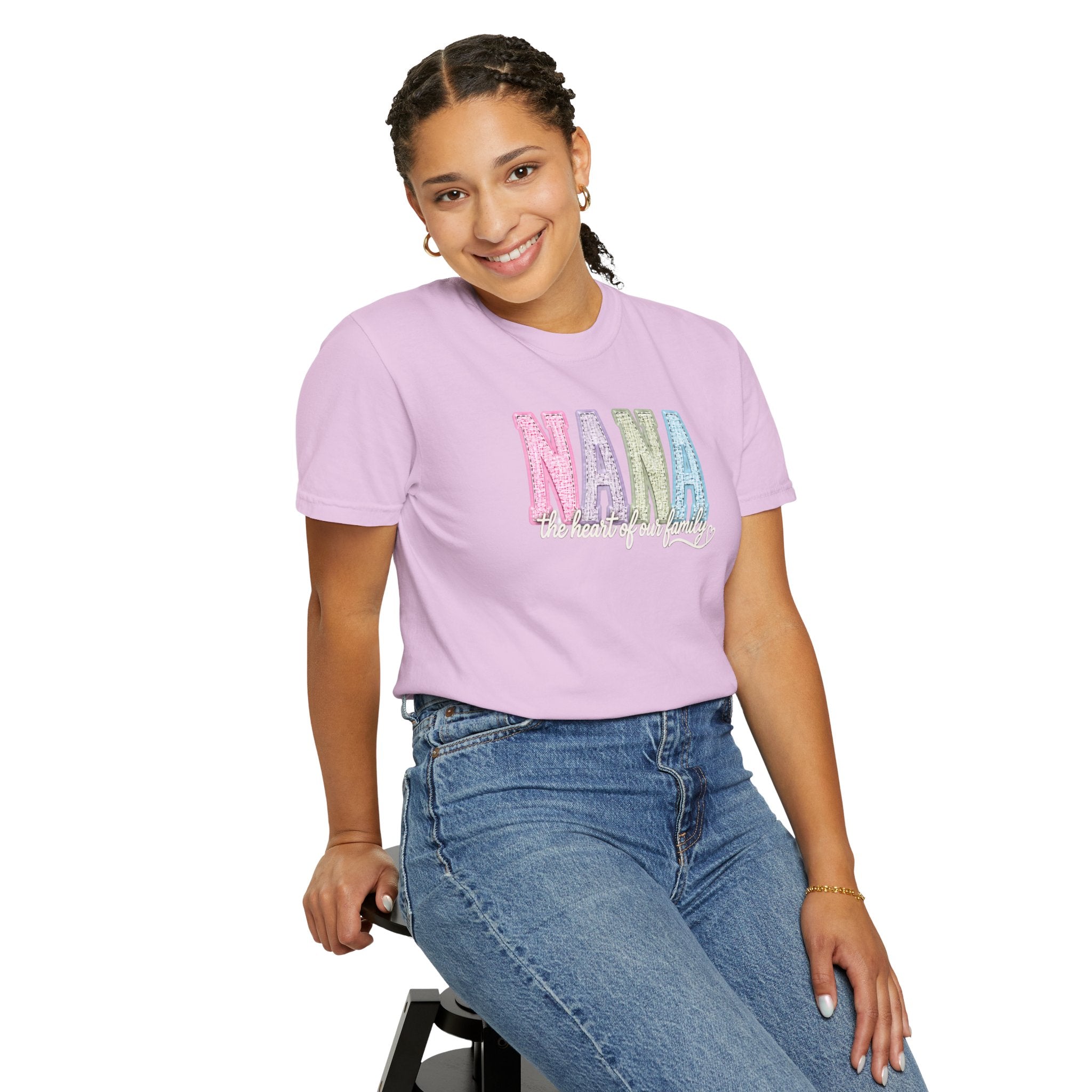 NANA Pastel Patchwork T-Shirt — "The Heart of Our Family" Gift