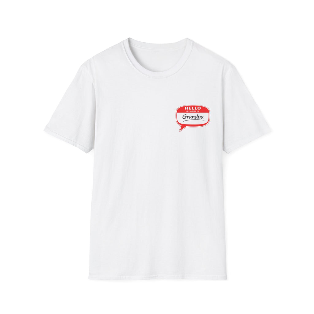 Grandpa Name Tag T-Shirt — "Hello Grandpa" Chest Badge Tee
