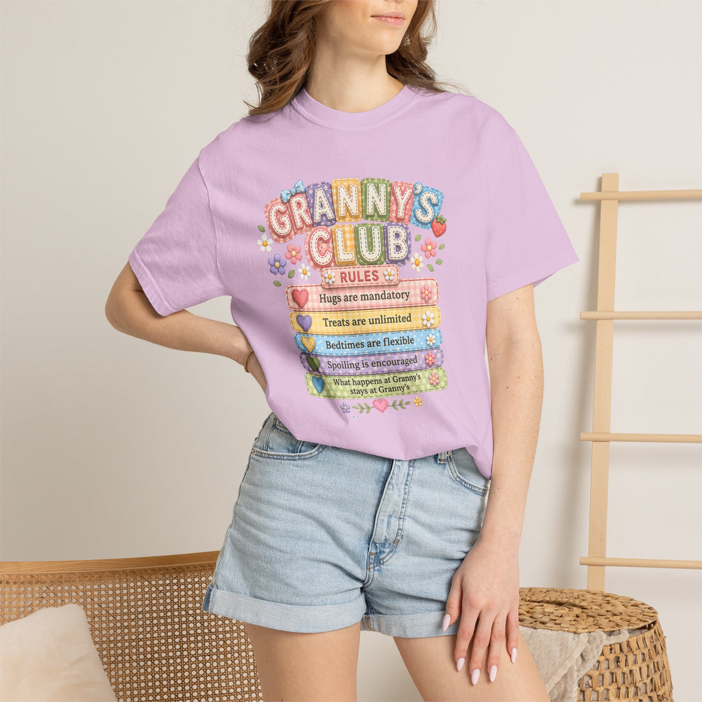 Granny's Club T‑Shirt – Cute Pastel 'Granny's Club' Rules Graphic Tee for Grandmothers
