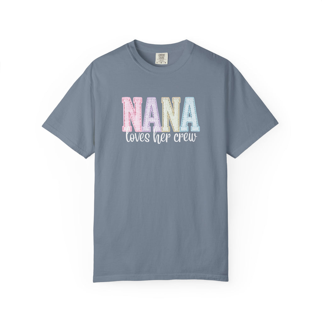 Nana Pastel Varsity T-Shirt — Soft Vintage Lettering Gift for Grandma (Mother's Day/Birthday)