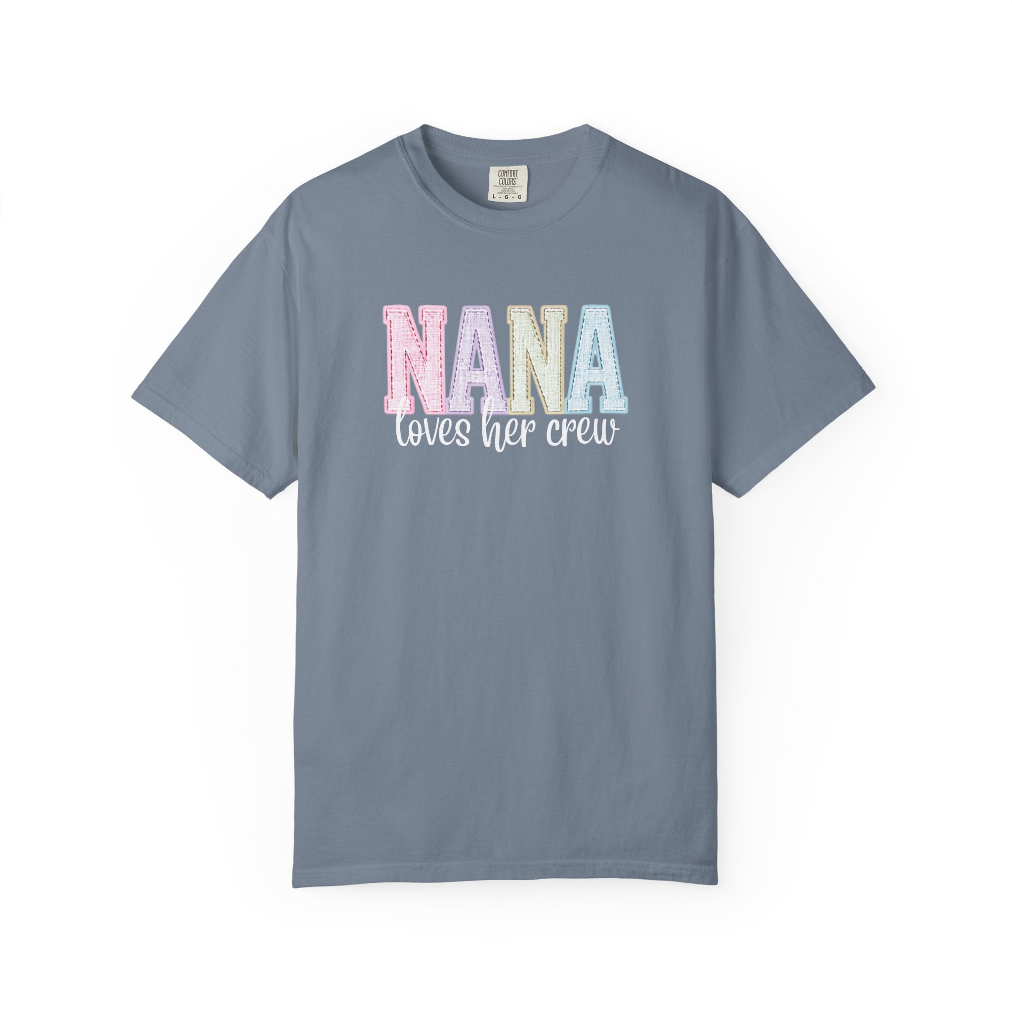 Nana Pastel Varsity T-Shirt — Soft Vintage Lettering Gift for Grandma (Mother's Day/Birthday)