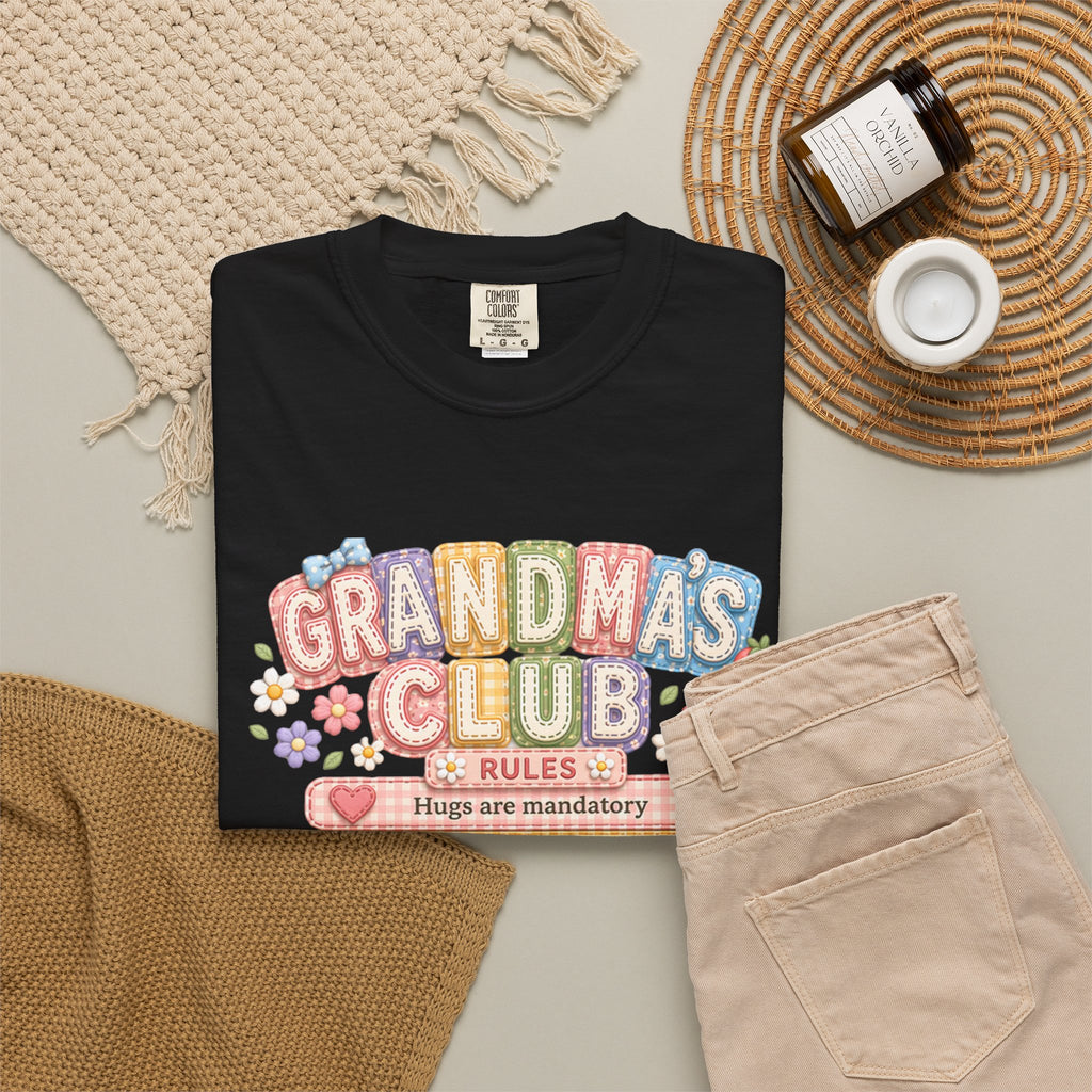 Grandma's Club T-Shirt — Cute Floral 'Grandma's Club' Rules Tee