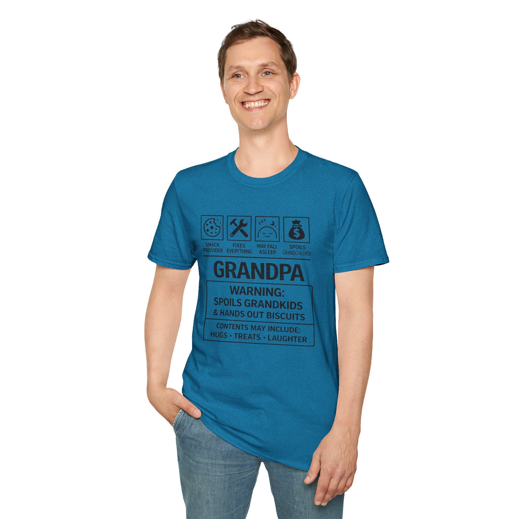 Grandpa Warning T-Shirt — "Spoils Grandkids & Hands Out Biscuits" Funny Grandpa Gift