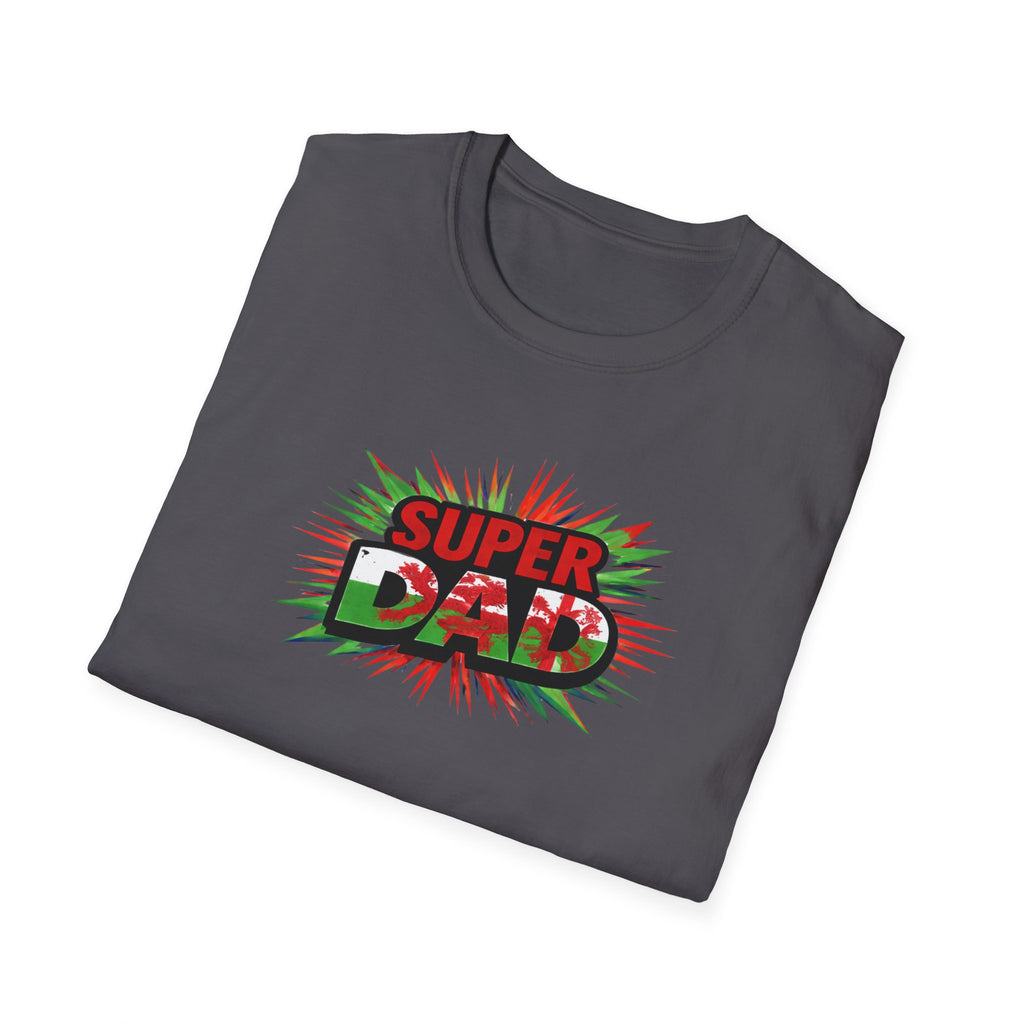 Super Dad Graphic T-Shirt — Wales Flag themed Retro Comic Father's Day Tee