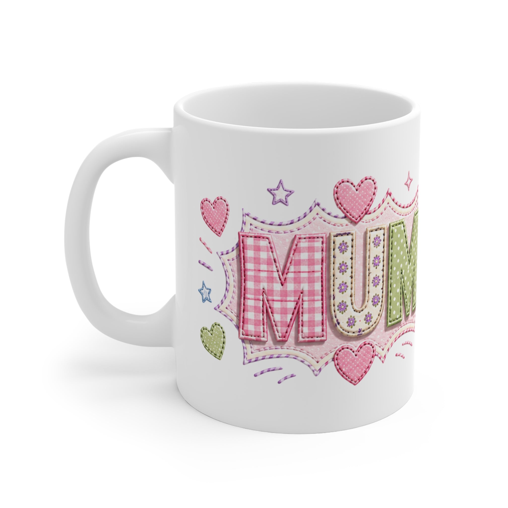 Mug — Cute Patchwork "MUM" Heart Coffee Mug | Mother's Day Gift