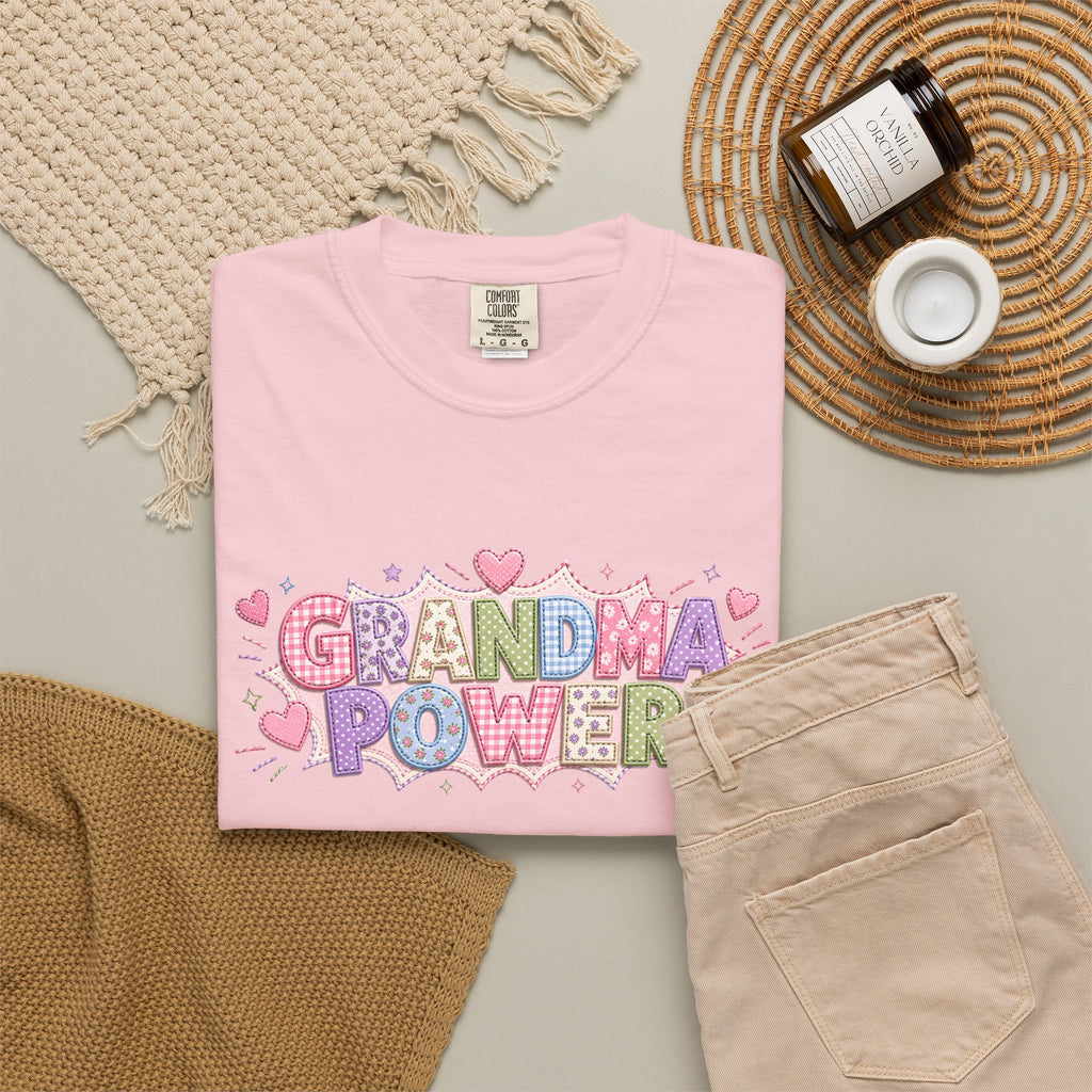 Grandma Power T-Shirt — Cute Heart Graphic Tee for Grandmothers