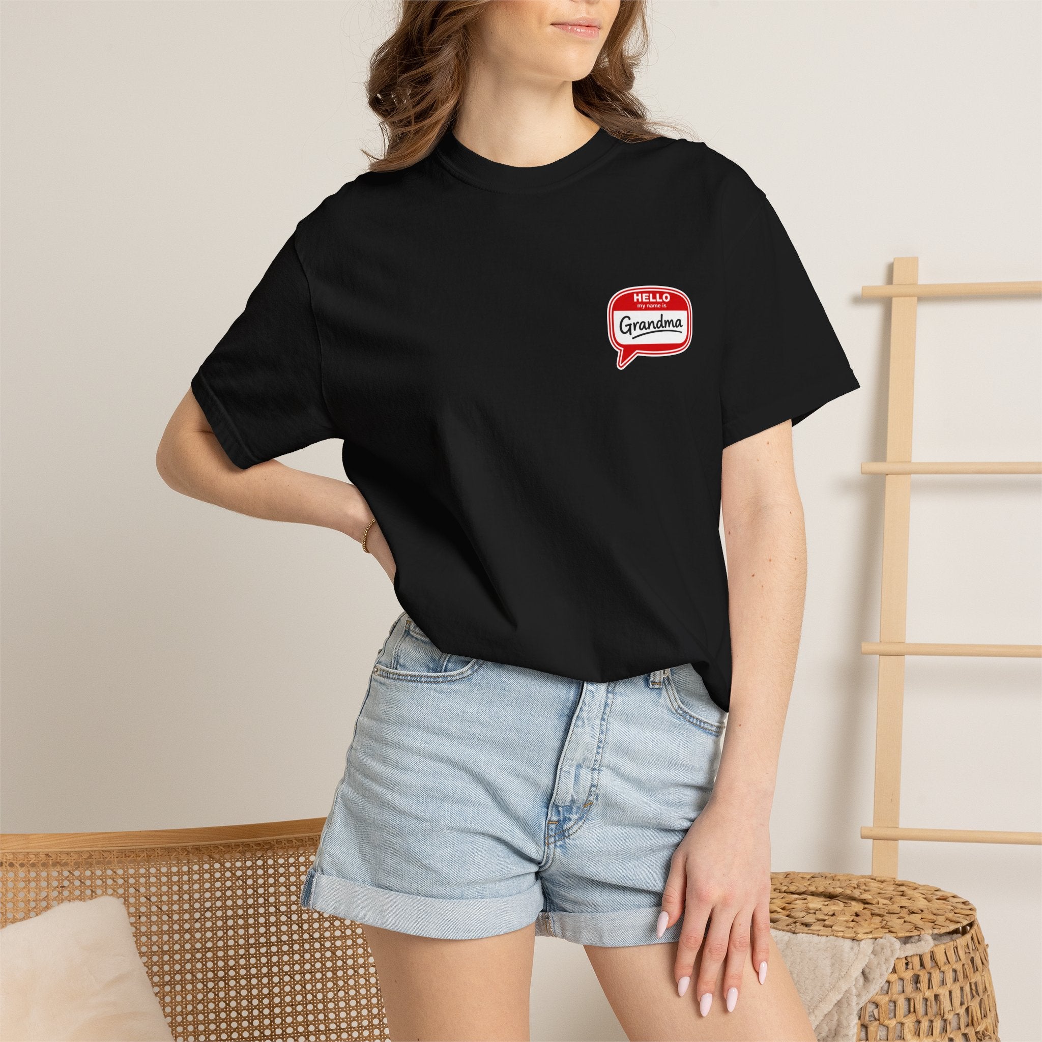 Hello Grandma Name Tag T-Shirt — Funny Retro "Hello, My Name Is Grandma" Tee
