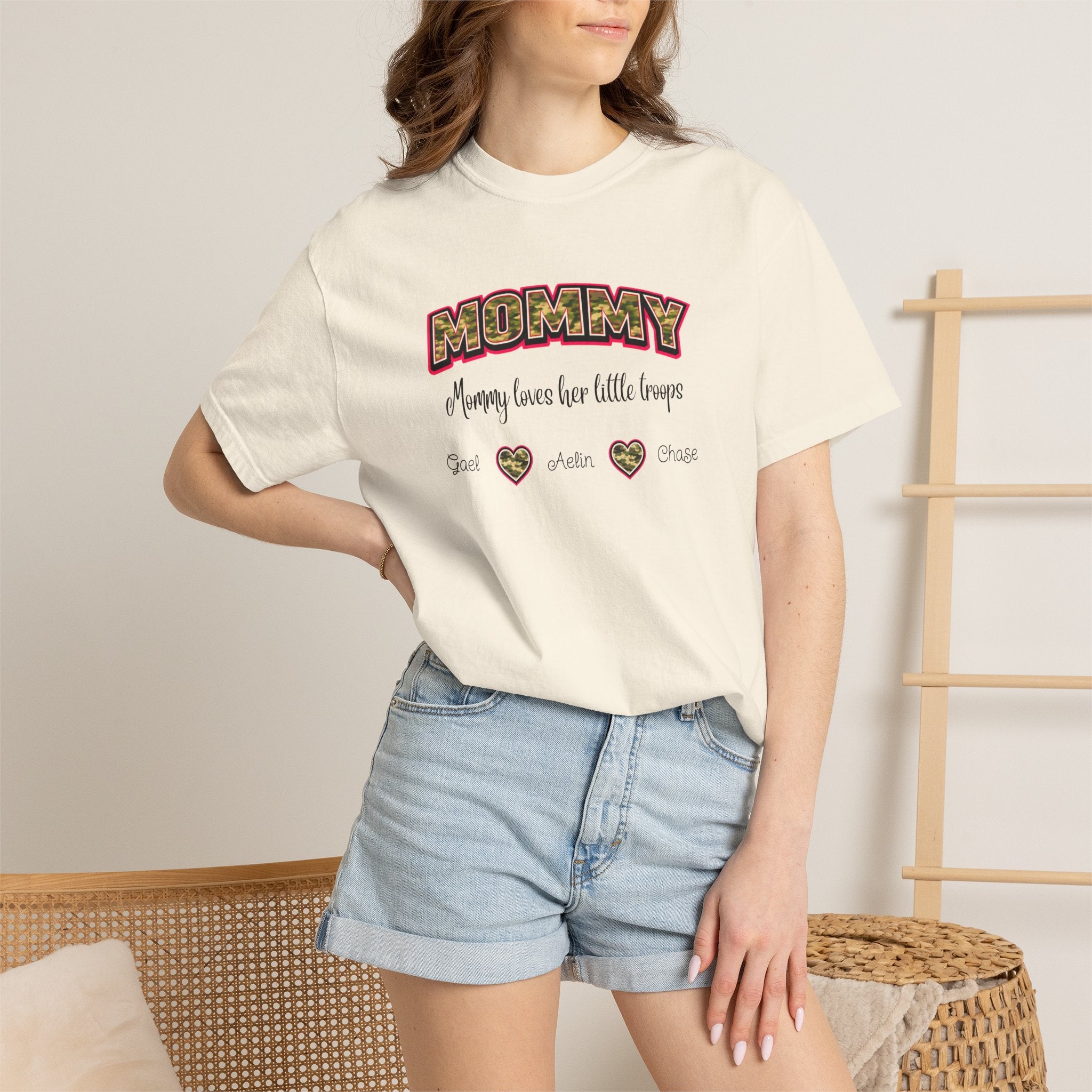 Mommy Camo Heart T-Shirt — "Mommy, I am here for little forever" Mother's Day Tee